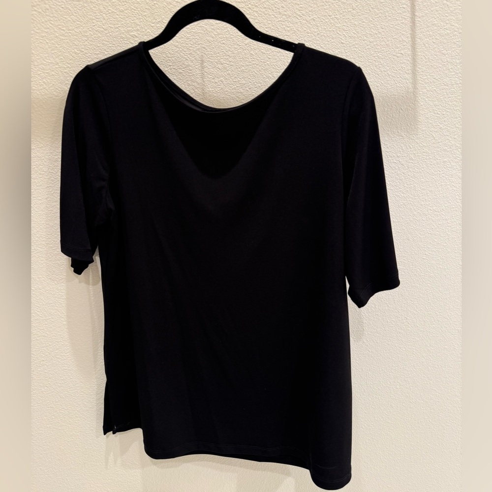 Susan Graver Elegant Black Short Sleeve Top liquid knit
